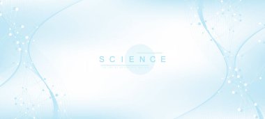 DNA sarmalı, DNA ipliği, DNA testi olan renkli moleküller. Molekül ya da atom, nöronlar. Bilim için soyut yapı, sağlık sigortası veya tıbbi geçmiş, afiş. Bilimsel vektör çizimi.