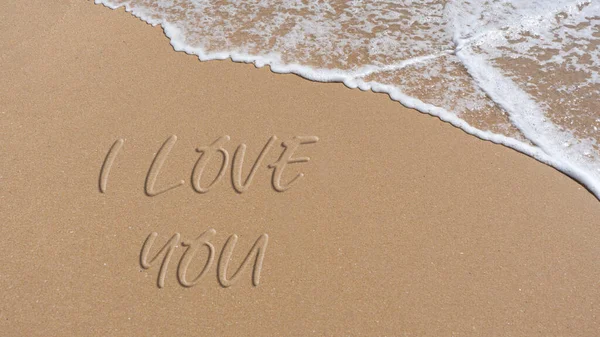 Phrase Love You Written Sand Beach — Stock Photo, Image