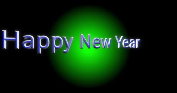 Korte Video Gelukkig Nieuwjaar Groene Cirkel Met Zwarte Achtergronden — Stockvideo