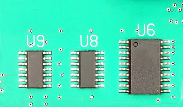 A IC soldered on PCB boards.