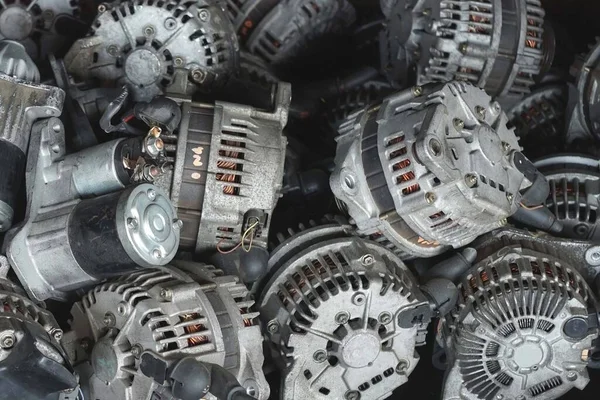 Rostfritt Stål Bil Generator Närbild Motorn — Stockfoto