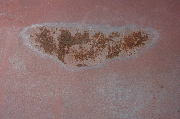 Eski Kırmızı Metal Yüzeydeki Paslı Bir Leke Klasik Doku Arka — Stok fotoğraf
