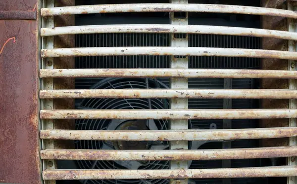 stock image A old rusty radiator of an old car for texture and background. 