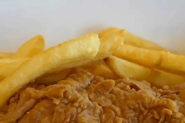 Patates Kızartmalı Çıtır Tavuk Doku Arka Plan Için Yakın Plan — Stok fotoğraf