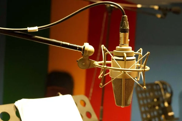 Microphone Recording Studio Background Copy Space — Stock Photo, Image