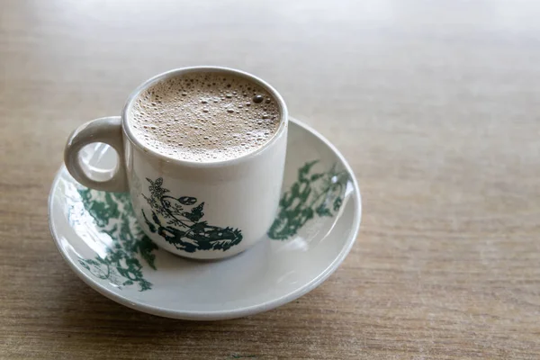 Traditioneller Aromatischer Kaffee Serviert Vintage Kopitiam Tasse Und Untertasse Café — Stockfoto