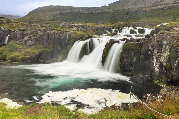 Baejarfoss Einer Der Fünf Wasserfälle Unterhalb Des Dynjandi Wasserfalls Arnarfjordur Stockfoto