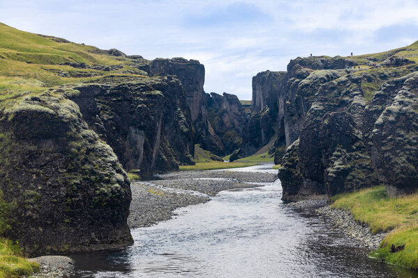 Fjadrargljufur is a beautiful, dramatic canyon with 100 meters deep in South Iceland and popular tourist destination