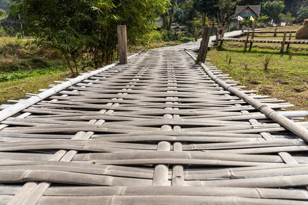 Close Buddha Bamboo Bridge Boon Stretches 800 Meter Long Split — Stock Photo, Image