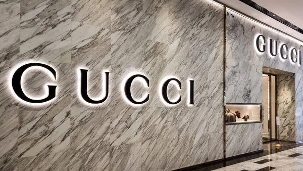 stock image Founded in Florence Italy in 1921, Gucci is one of the worlds leading luxury brands. Featured here is Gucci luxury store in Kuala Lumpur, Malaysia