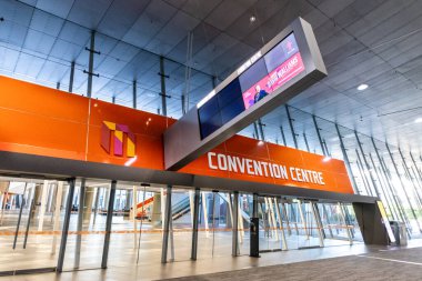 Melbourne Kongre ve Sergi Merkezi 'nin iç manzarası. Avustralya 'nın 70 bin metrekarelik en büyük fuar ve sergi yeridir..