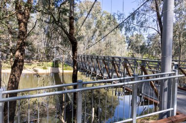 The suspension bridges in Bullawah Cultural Trail, Wangaratta Australia represent the coming together between indigenous and non-indigenous people.