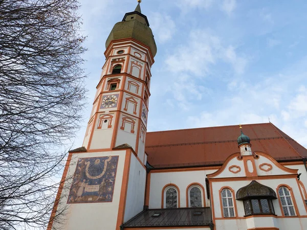 Facade and church tower of the famous baroque monastery church of Andechs in Bavaria, Germany. 