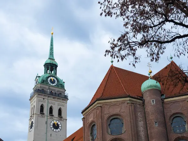 stock image The church tower of St. Peter, Munich, Germany, is famous for its beautiful view over the city. 