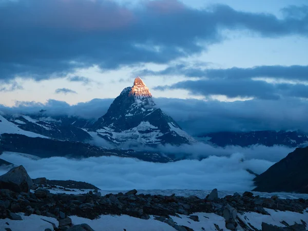 Prachtige Vroege Ochtend Situatie Gorner Glacier Wallis Zwitserland Tijdens Zonsopgang — Stockfoto