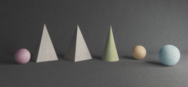 Altı katı geometrik şekle yakın çekim, soyut 