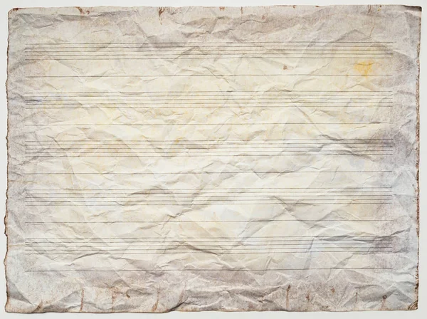 Foglio Carta Stropicciata Note Musicali Sfondo Texture — Foto Stock