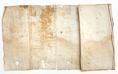 Beyaz üzerine izole edilmiş eski el yazmalarının boş sayfaları.