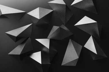 Geometrik şekilli kompozisyon kağıt, siyah ve beyaz soyut