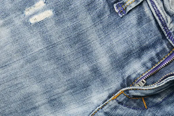 Close Blue Jean Trousers Zip Open — Stock Photo, Image