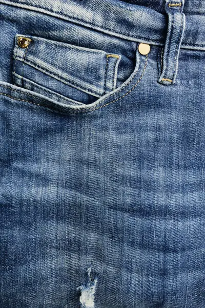 Close Blue Jean Trousers Pocket — Stock Photo, Image