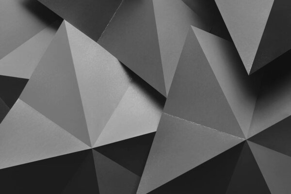 Macro image of polygonal shapes of paper, three-dimensional effect, abstract background