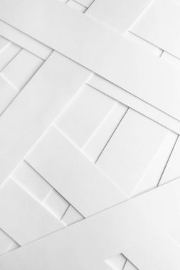 Beyaz elementlerle düşük geometrik bileşim, soyut arkaplan, 3d illüstrasyon