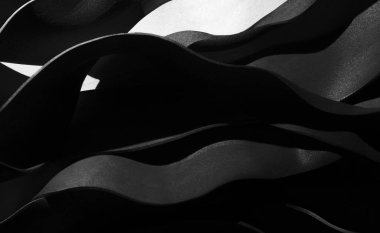 Siyah ve beyaz soyut dalgalı arka plan. 3d illüstrasyon