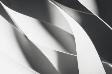 Siyah-beyaz, soyut, dalgalı şekiller, üç boyutlu illüstrasyon