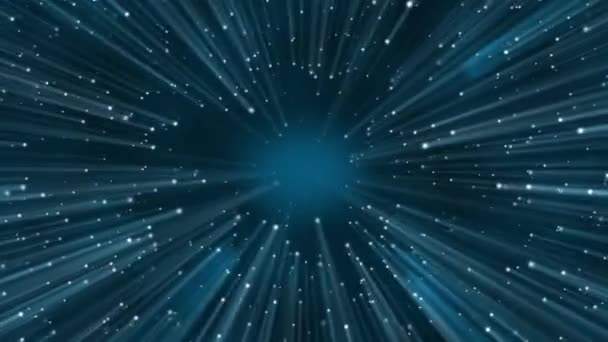 Raggi Luce Velocità Curvatura Nello Spazio Blu Illustrazione Astratta — Video Stock