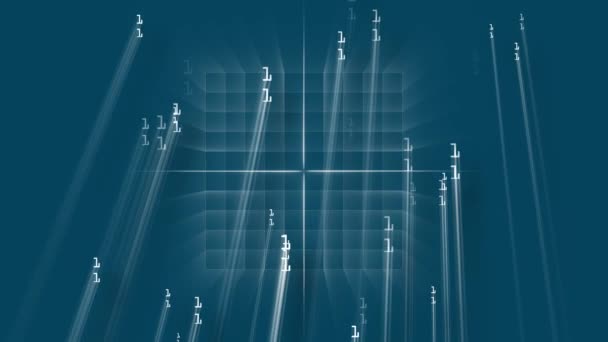 Network Data Binary Blue Grid Background Animation Abstract Concept Background — Stockvideo