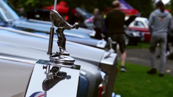 Rolls Royce Clásico Coche Lujo Rally Coches Enfoque Selectivo Dewsbury — Vídeos de Stock