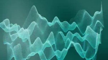 Yeşil arkaplan üzerinde yeşil parçacık ağ dalga formu soyut animasyon 