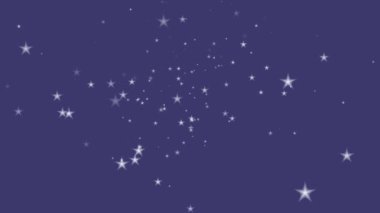 Gümüş beyaz yıldızlar mavi zemin üzerinde süzülür animasyon 4k soyut