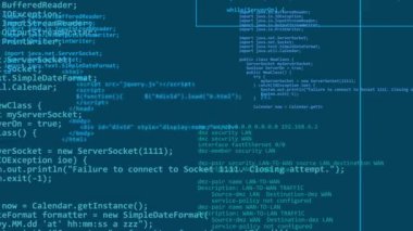 Security software screen on a network firewall animation on blue background