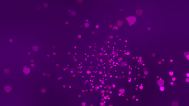 Pink Confetti Liefde Harten Zweven Blauwe Ruimte Wallpaper Achtergrond Animatie — Stockvideo