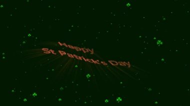 Yeşil arka planda yüzen yoncalarla Aziz Patrick Günü 'nüz kutlu olsun.