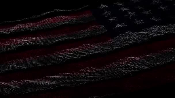 Σημαία Ηνωμένων Πολιτειών Αμερικής Digital Led Dots Effect Animation — Αρχείο Βίντεο