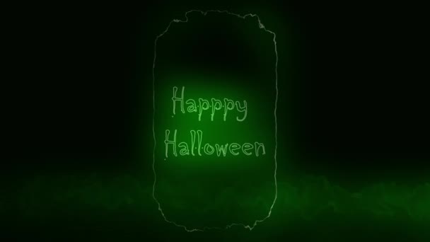 Saludo Halloween Animación Fondo Humo Grunge Verde — Vídeos de Stock