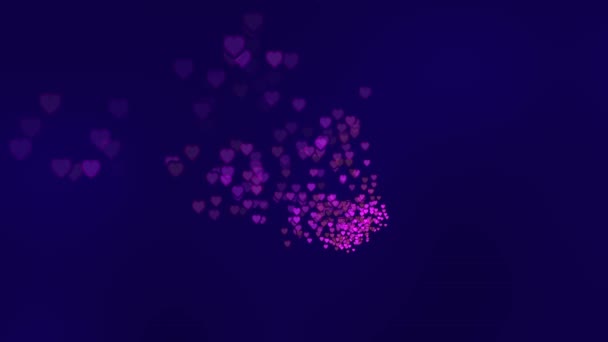 Różowe Konfetti Miłość Serca Pływające Niebieskiej Przestrzeni Tapety Tło Animacja — Wideo stockowe