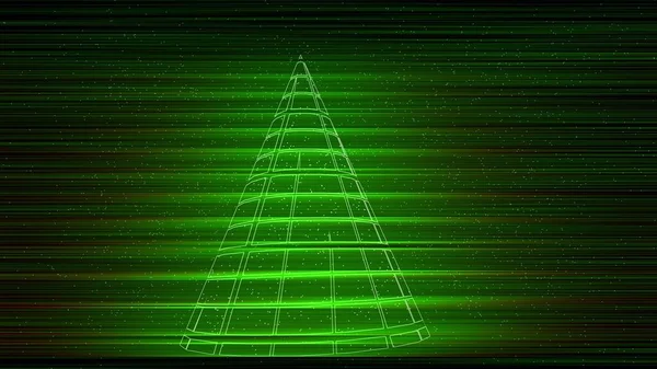 Γεωμετρικό Νέον Πράσινο Χριστουγεννιάτικο Δέντρο Σκούρο Φόντο Εικόνα Αφηρημένη — Φωτογραφία Αρχείου