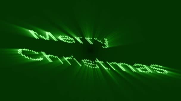 Merry Christmas Neon Led Style Animation Floats Three Dimension Green — Stock Video