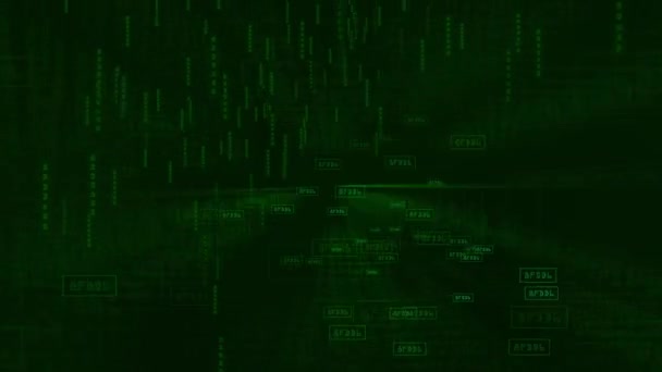 Nätverk Data Färdas Cyberrymden Mörk Bakgrund Animation Abstrakt Koncept — Stockvideo