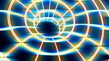 Gelecekçi neon uzay-zaman tüneli solucan deliği konsepti 4k animasyonu