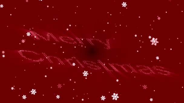 赤と白の輝くライトの上のメリークリスマスのアニメーション背景浮動デジタルテキストエフェクトアニメーション背景 — ストック動画