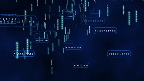 Мережеві Дані Подорожують Кіберпросторі Синьому Фоні Анімація Абстрактна Концепція — стокове відео