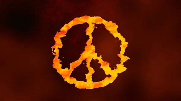 Campagne Voor Nucleaire Ontwapening Vredessymbool Branden Brand Illustratie — Stockfoto