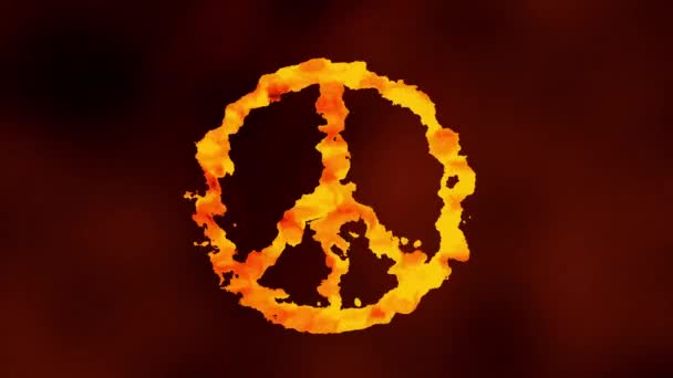 火のアニメーションで燃える核軍縮平和のシンボルのためのキャンペーン — ストック動画