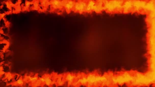 Glödande Eld Lågor Brinnande Koncept Gräns Bakgrund Orange Röd Animation — Stockvideo