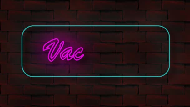 Wakacje Neon Znak Światło Migotanie Przeciwko Koncepcji Animacji Ściany Cegły — Wideo stockowe